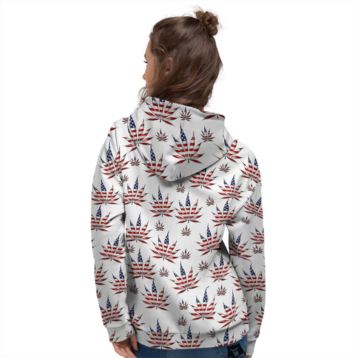 Marijuana Leaf American Print Pattern Women's Hoodie-grizzshop