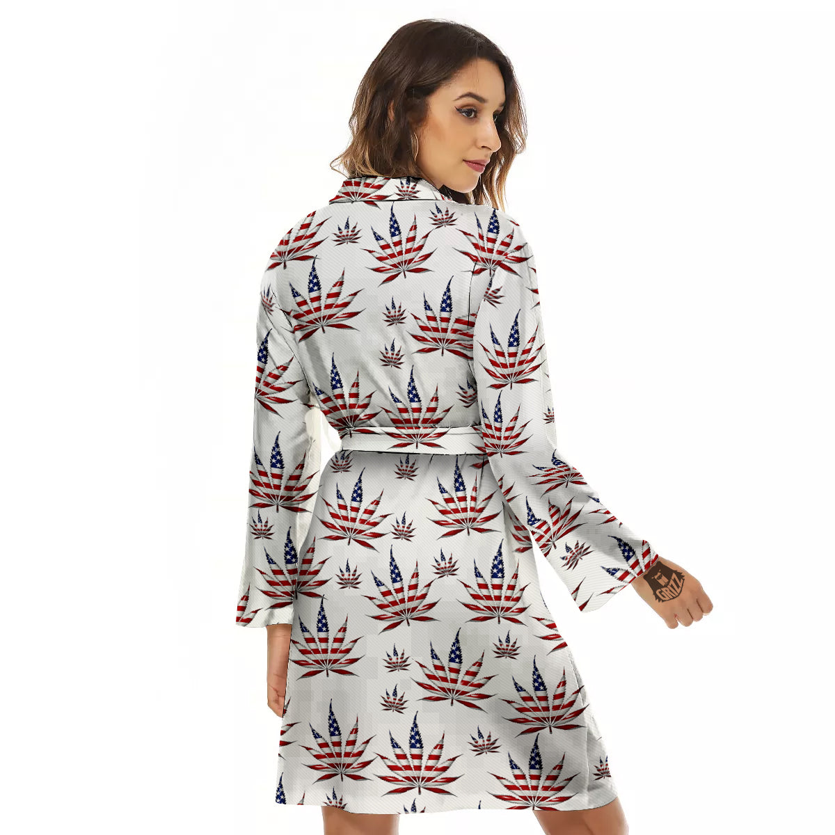 Marijuana Leaf American Print Pattern Women's Robe-grizzshop