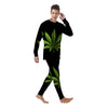 Marijuana Leaf Green Print Men's Pajamas-grizzshop