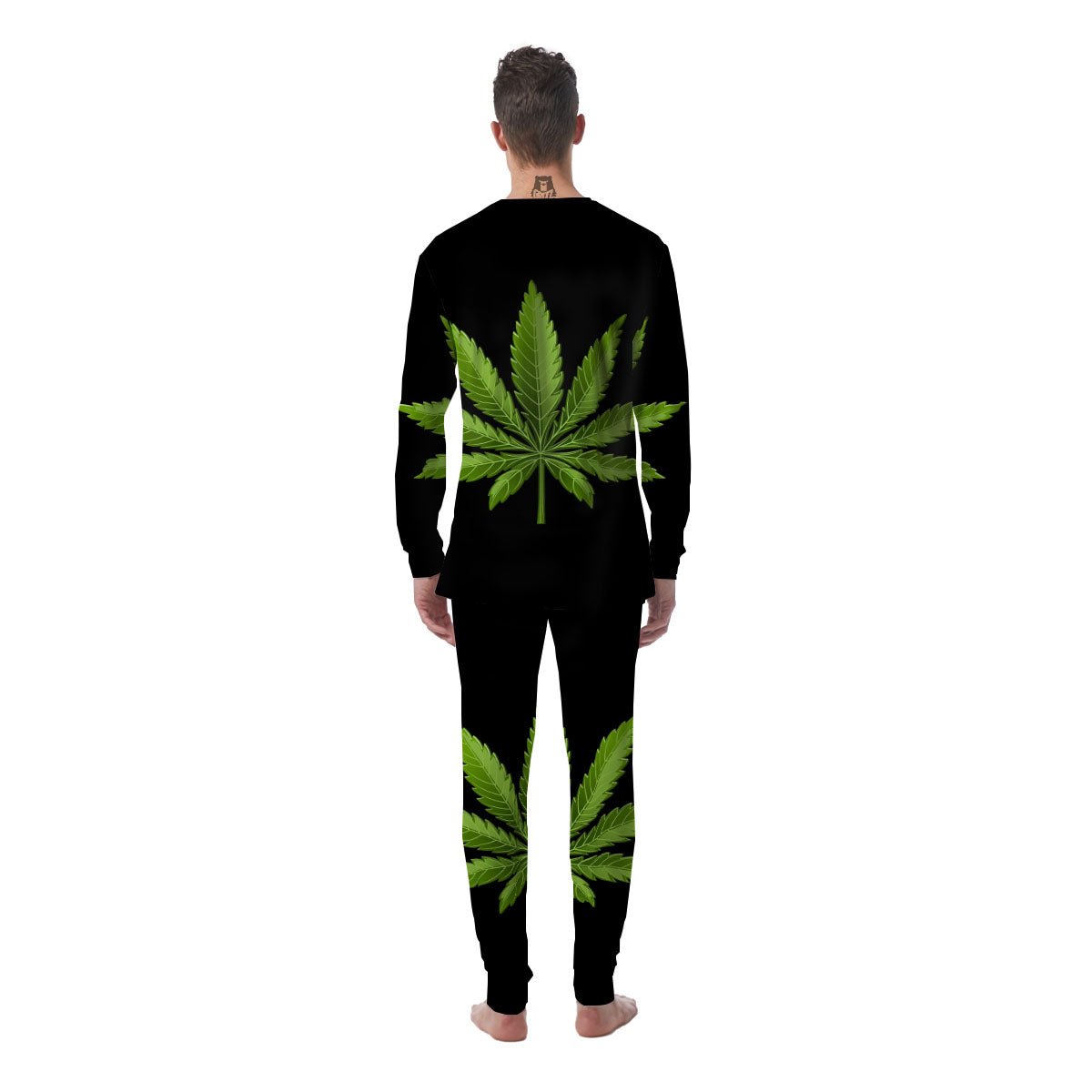 Marijuana Leaf Green Print Men's Pajamas-grizzshop