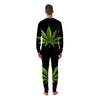 Marijuana Leaf Green Print Men's Pajamas-grizzshop