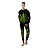 Marijuana Leaf Green Print Men's Pajamas-grizzshop