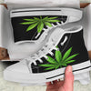 Marijuana Leaf Green Print White High Top Shoes-grizzshop