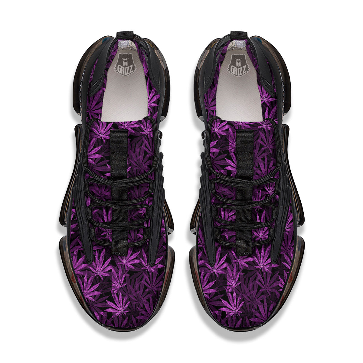 Marijuana Leaf Purple Print Pattern Black Gym Shoes-grizzshop