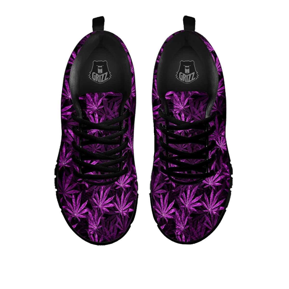 Marijuana Leaf Purple Print Pattern Black Sneaker-grizzshop