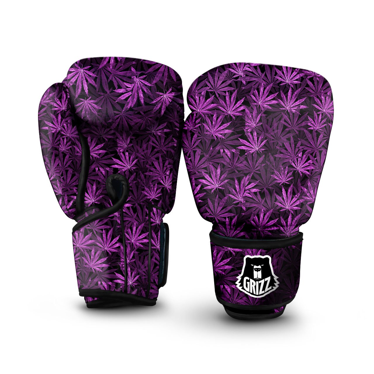 Marijuana Leaf Purple Print Pattern Boxing Gloves-grizzshop