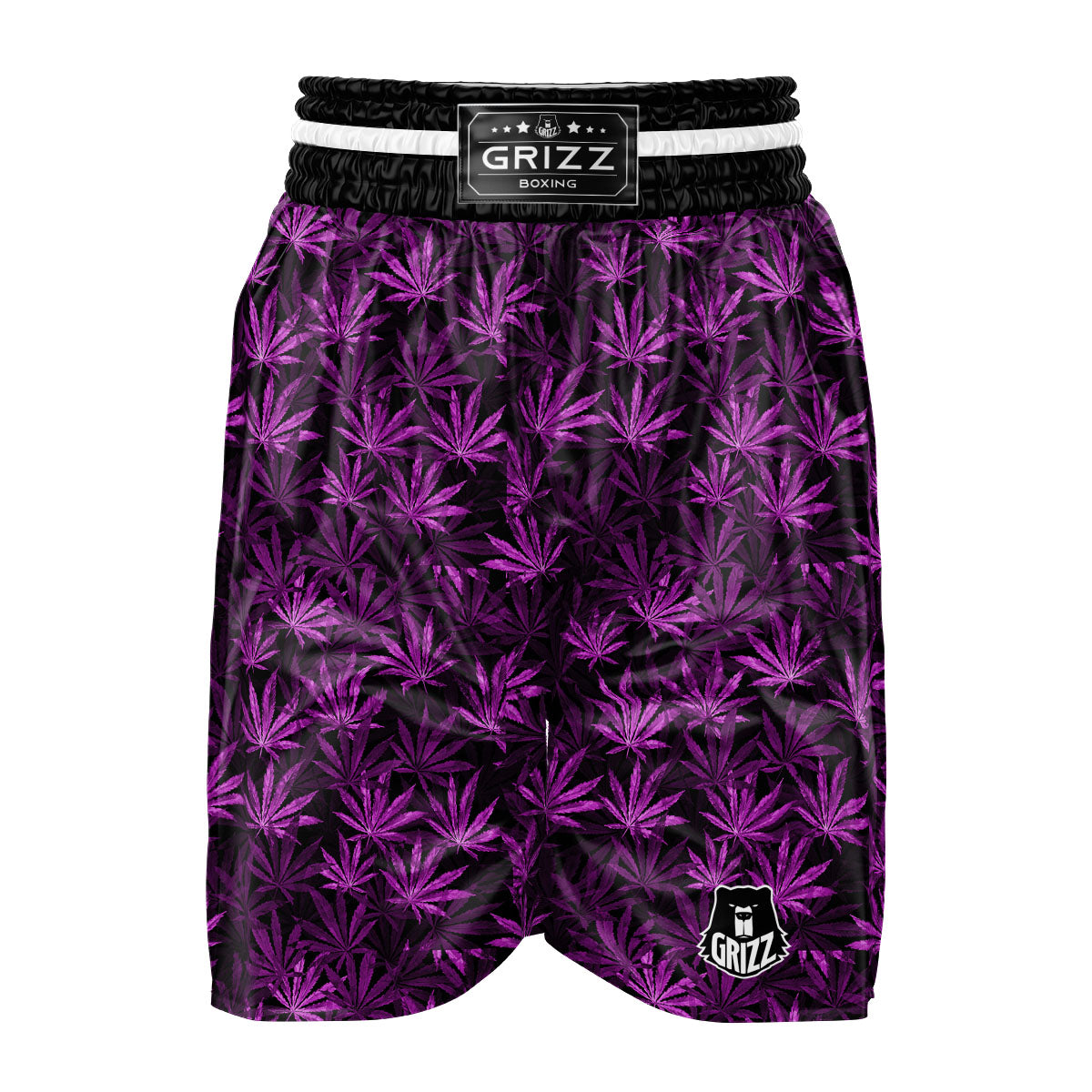 Marijuana Leaf Purple Print Pattern Boxing Shorts-grizzshop