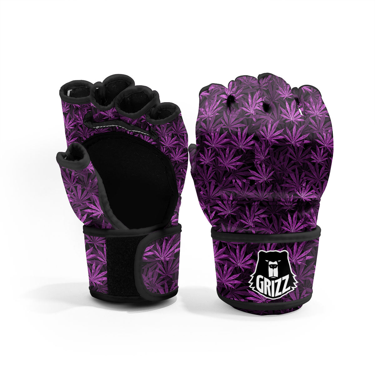 Marijuana Leaf Purple Print Pattern MMA Gloves-grizzshop