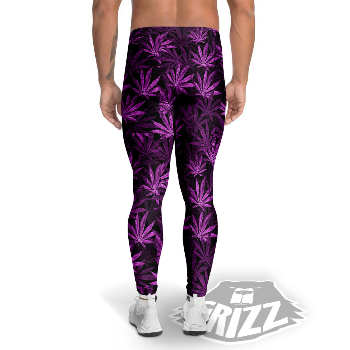 Marijuana Leaf Purple Print Pattern Men's Leggings-grizzshop