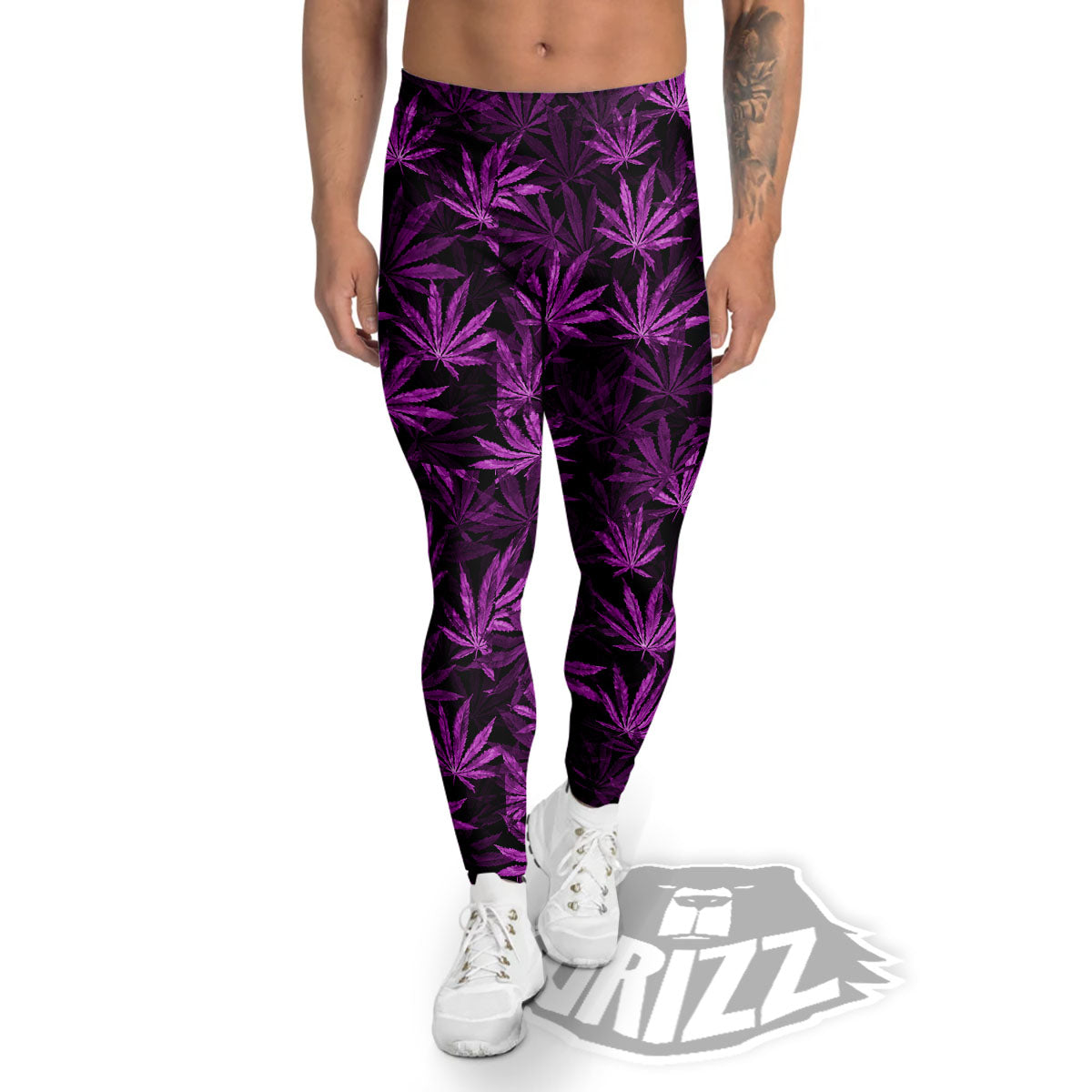 Marijuana Leaf Purple Print Pattern Men's Leggings-grizzshop