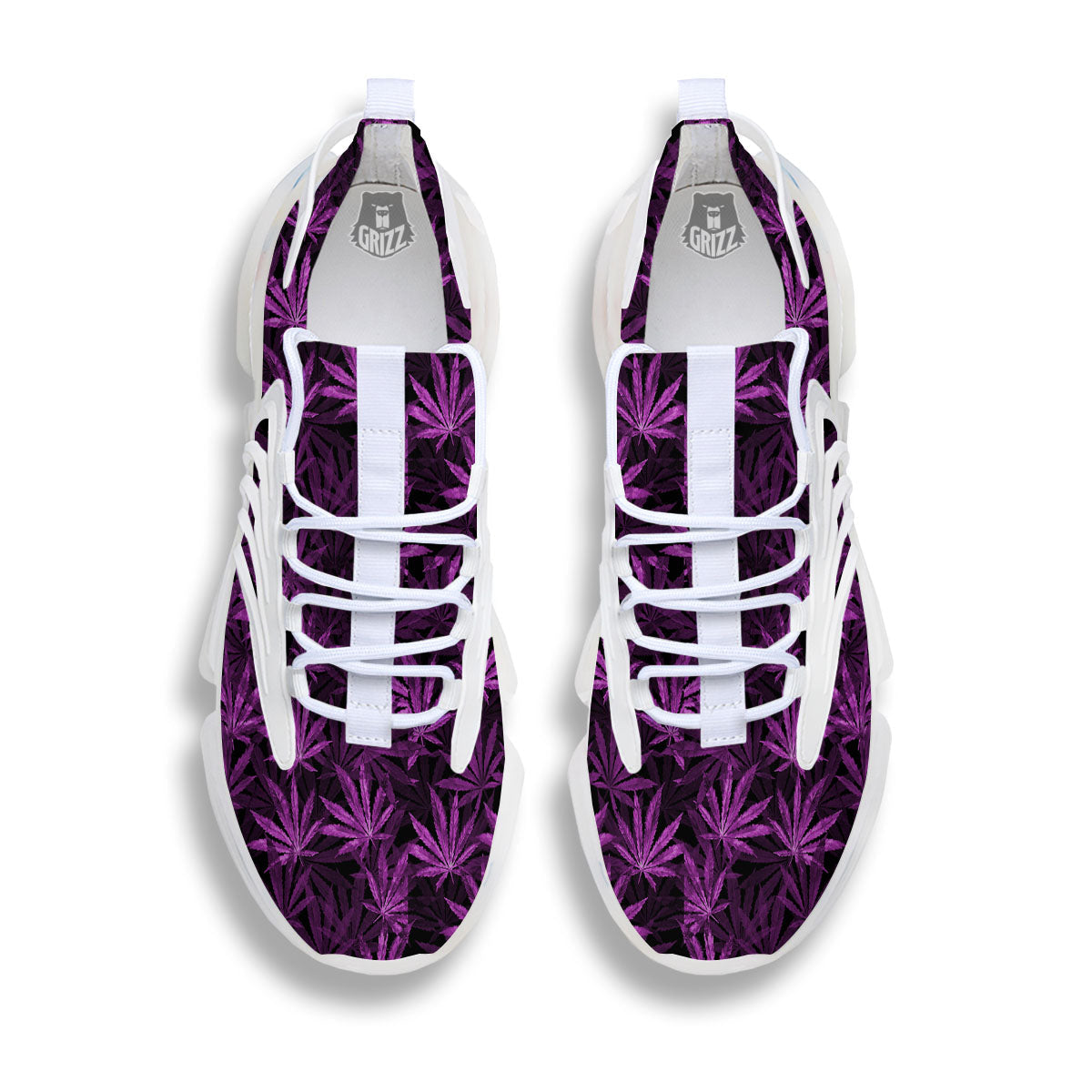 Marijuana Leaf Purple Print Pattern White Gym Shoes-grizzshop