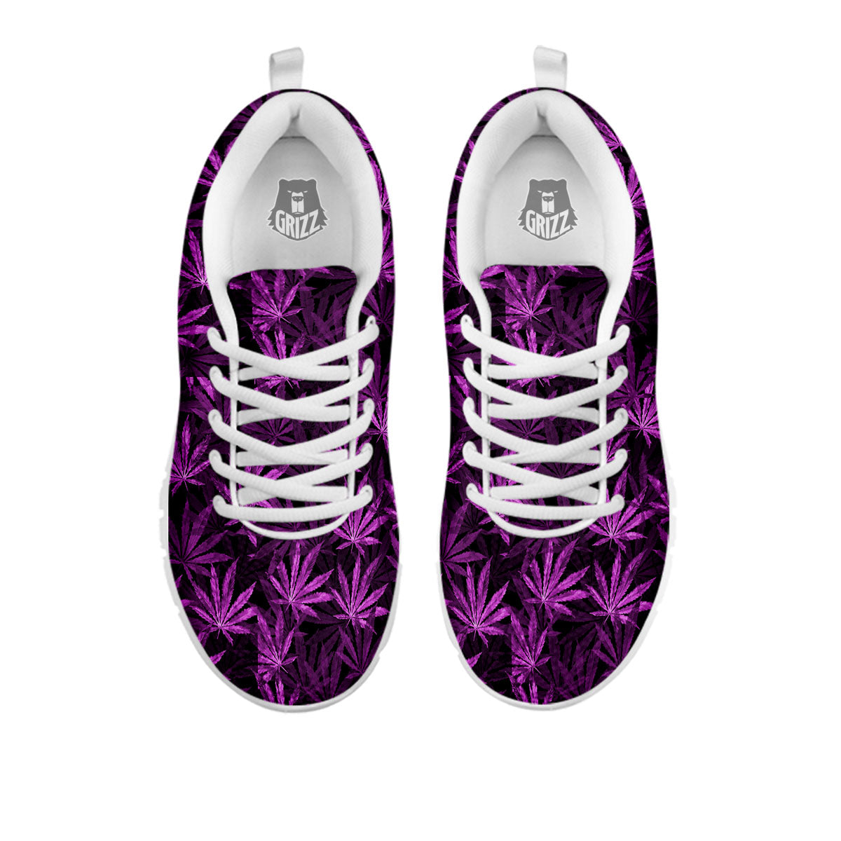 Marijuana Leaf Purple Print Pattern White Sneaker-grizzshop