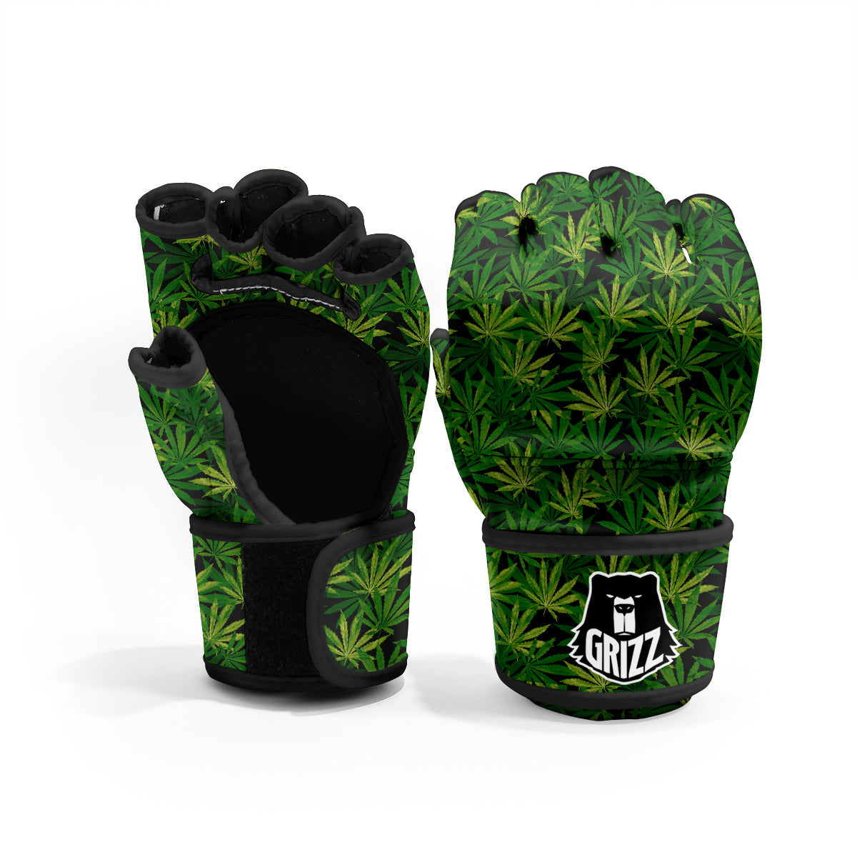 Marijuana Leaf Watercolor Print Pattern MMA Gloves-grizzshop