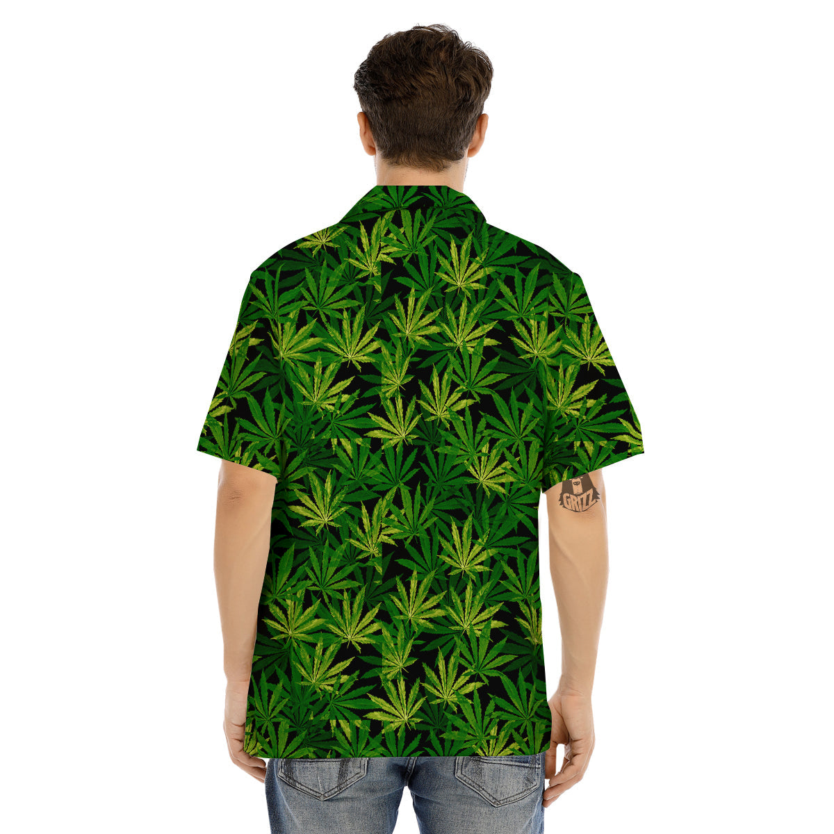 Marijuana Leaf Watercolor Print Pattern Men's Hawaiian Shirt-grizzshop