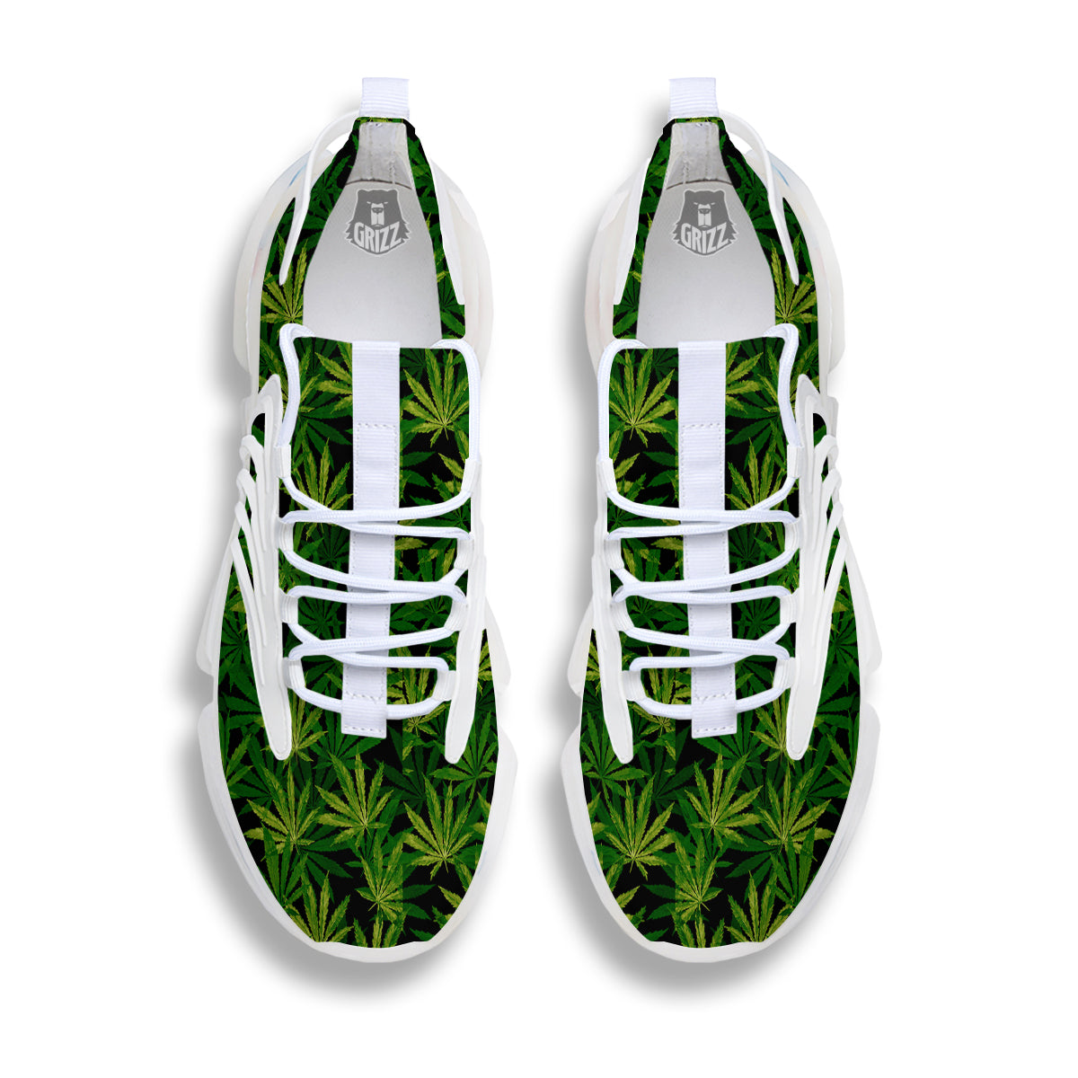 Marijuana Leaf Watercolor Print Pattern White Gym Shoes-grizzshop
