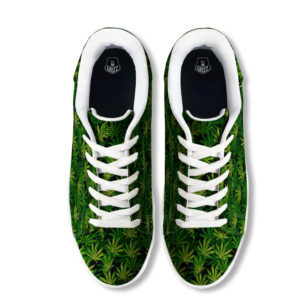 Marijuana Leaf Watercolor Print Pattern White Low Top Sneakers-grizzshop