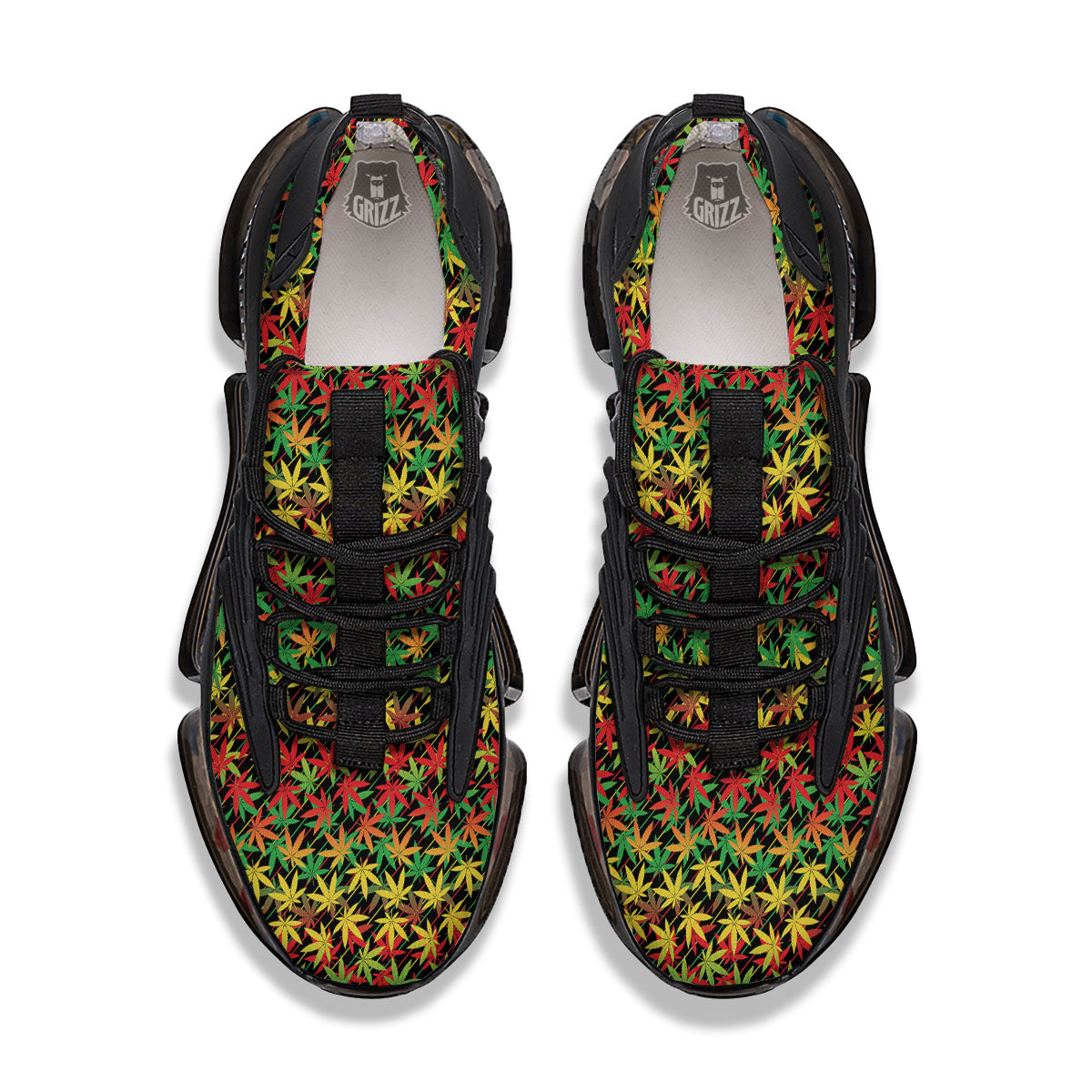 Marijuana Rasta Print Pattern Black Gym Shoes-grizzshop