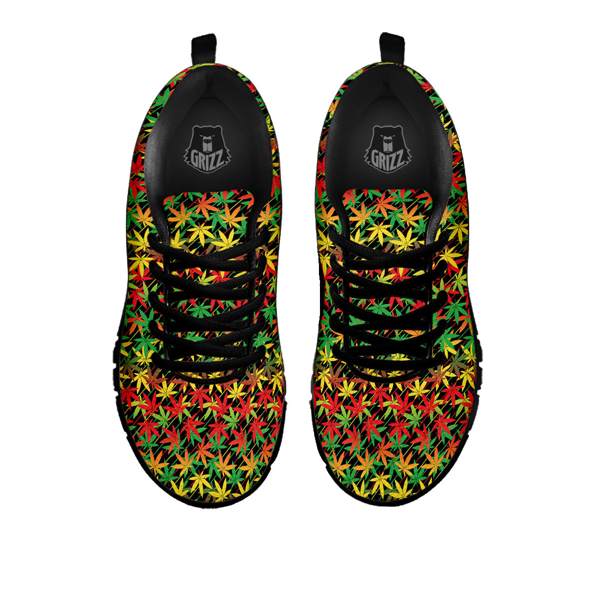 Marijuana Rasta Print Pattern Black Sneaker-grizzshop