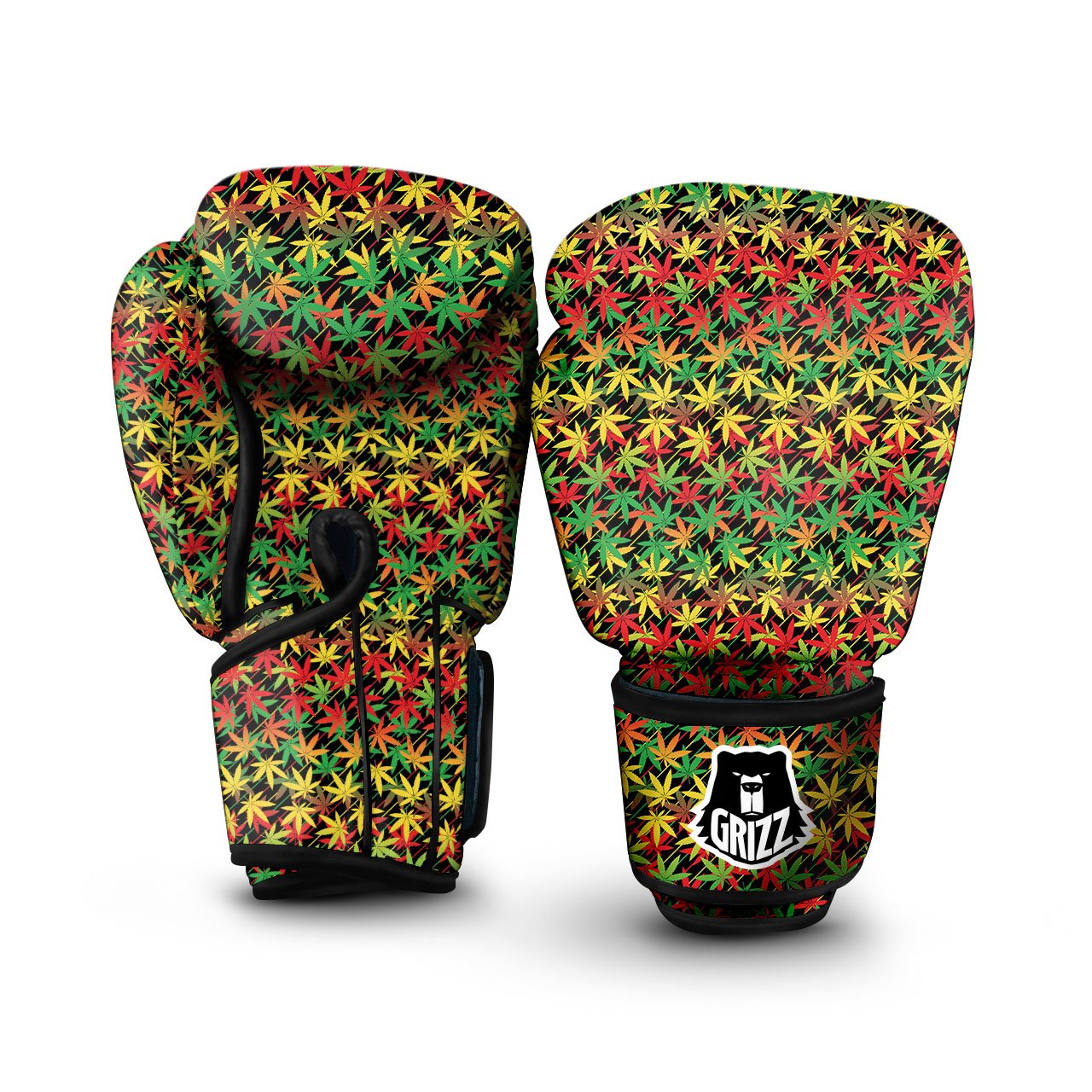 Marijuana Rasta Print Pattern Boxing Gloves-grizzshop