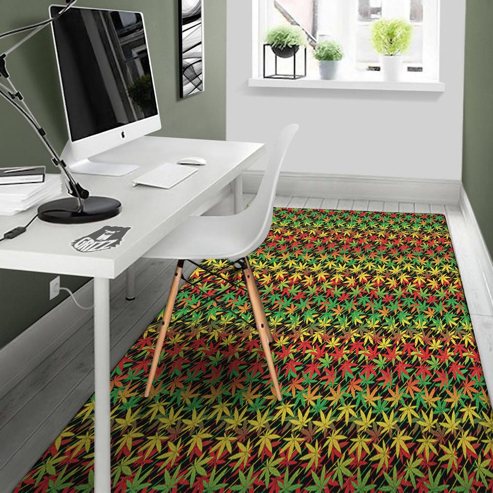 Marijuana Rasta Print Pattern Floor Mat-grizzshop