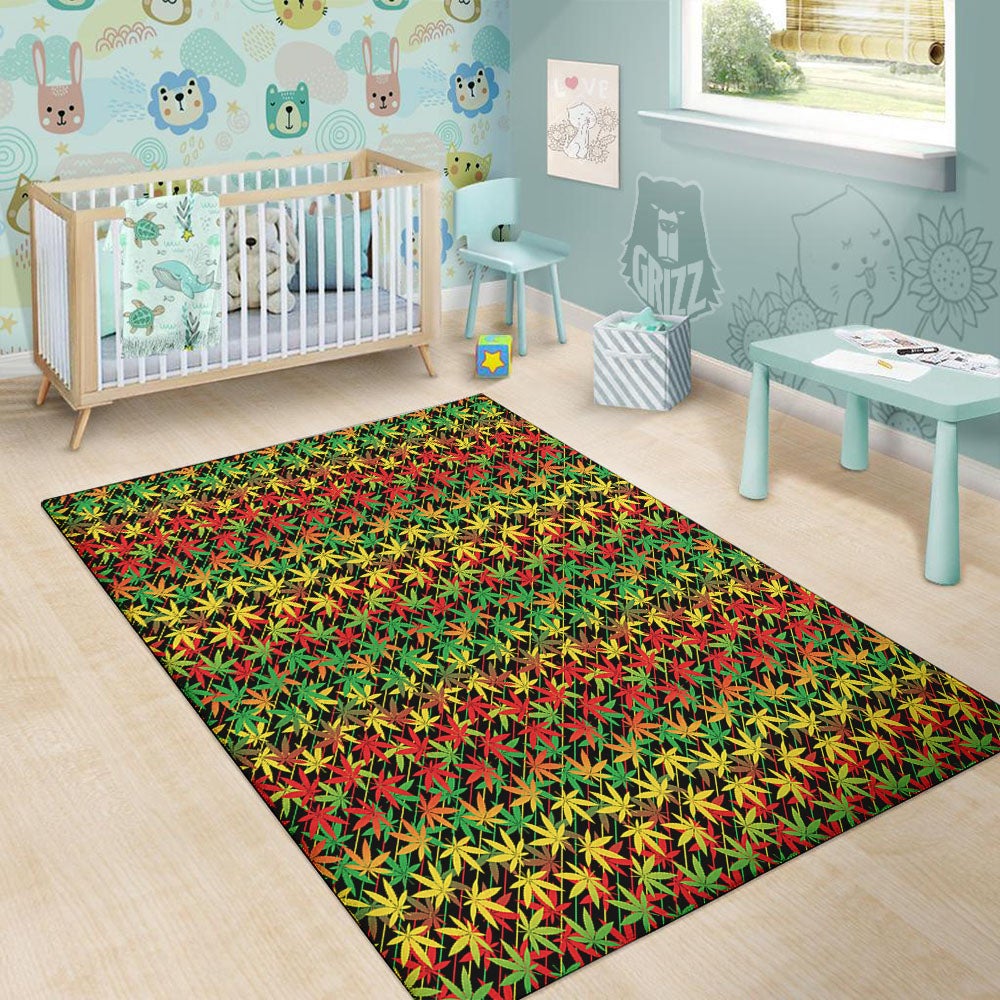 Marijuana Rasta Print Pattern Floor Mat-grizzshop