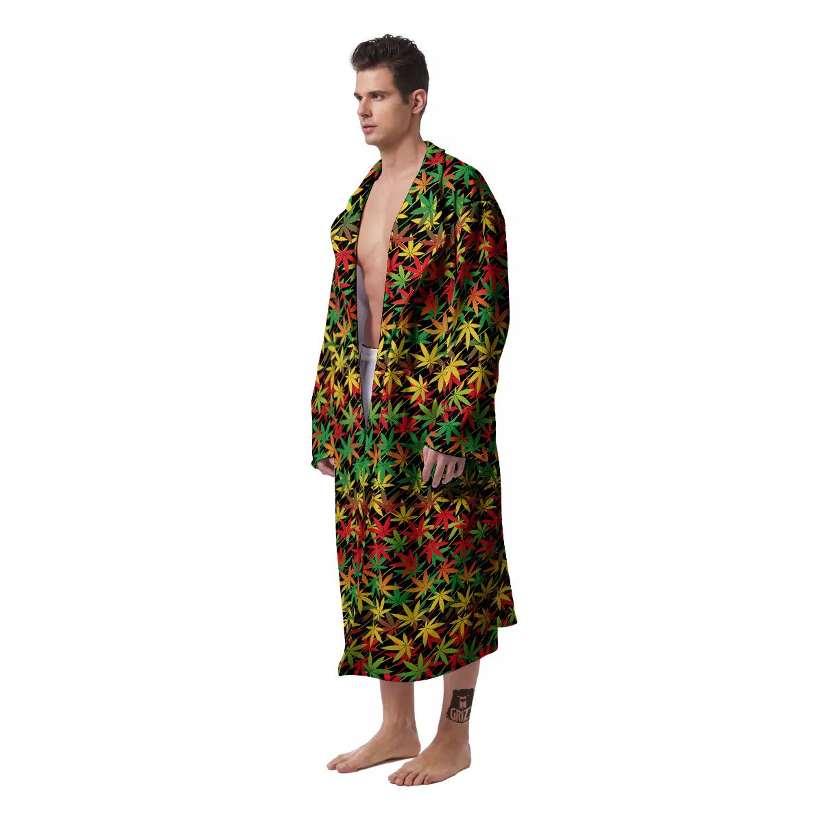 Marijuana Rasta Print Pattern Men's Robe-grizzshop