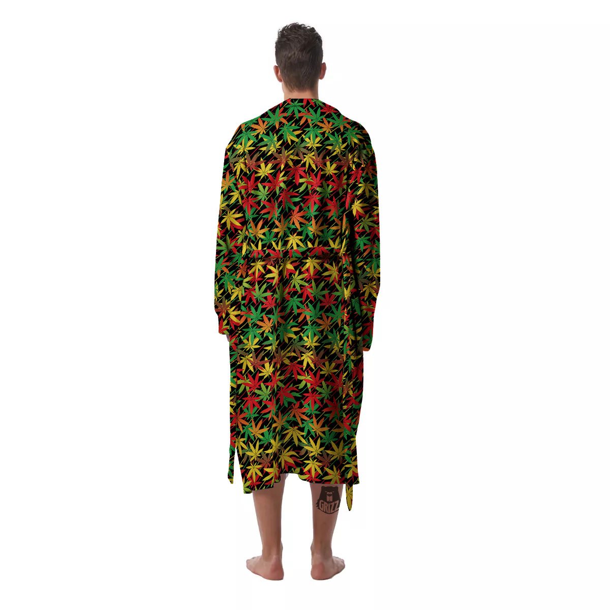 Marijuana Rasta Print Pattern Men's Robe-grizzshop