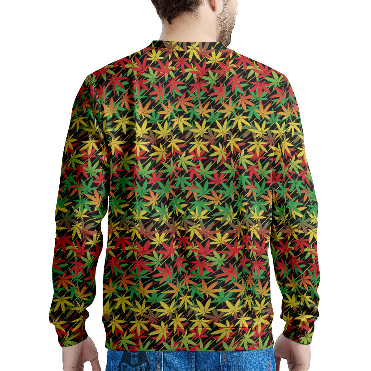 Marijuana Rasta Print Pattern Men's Sweatshirt-grizzshop