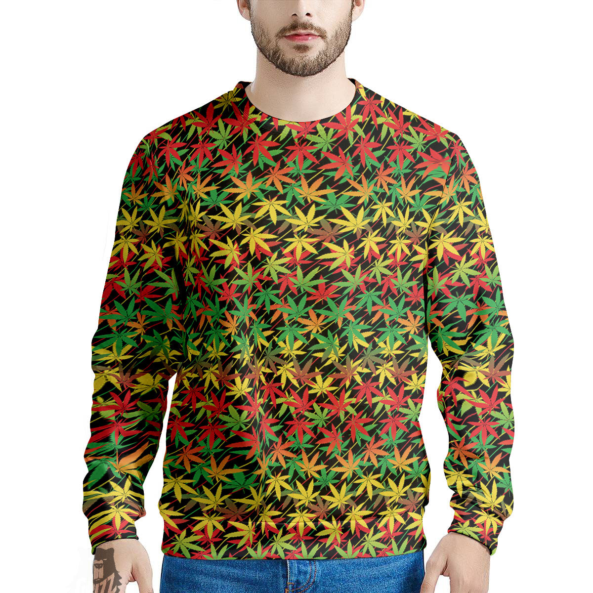 Marijuana Rasta Print Pattern Men's Sweatshirt-grizzshop