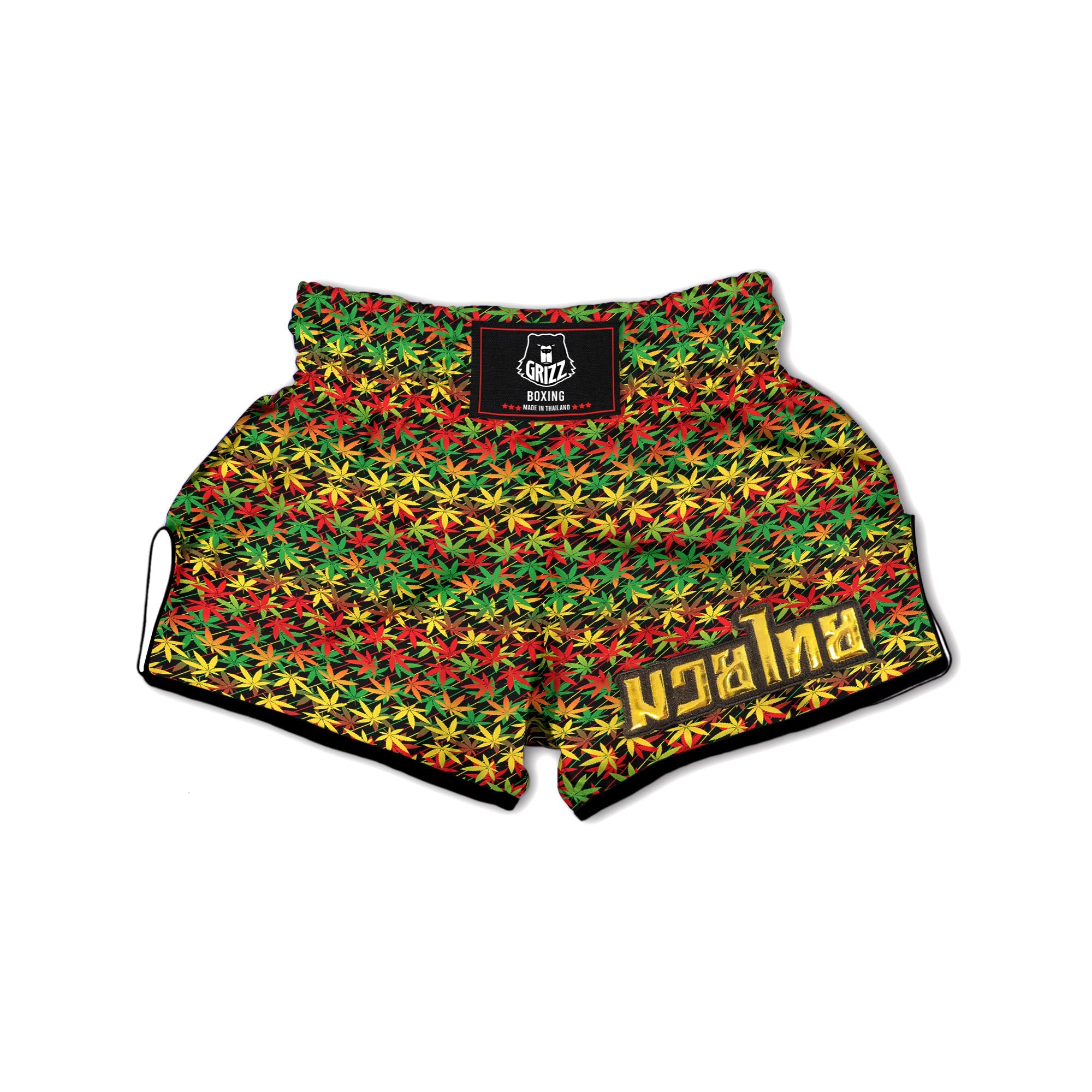 Marijuana Rasta Print Pattern Muay Thai Boxing Shorts-grizzshop