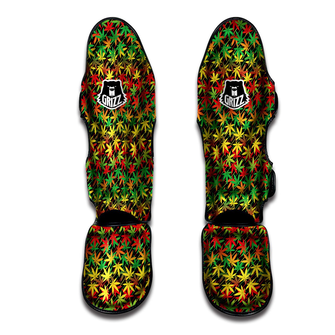 Marijuana Rasta Print Pattern Muay Thai Shin Guards-grizzshop