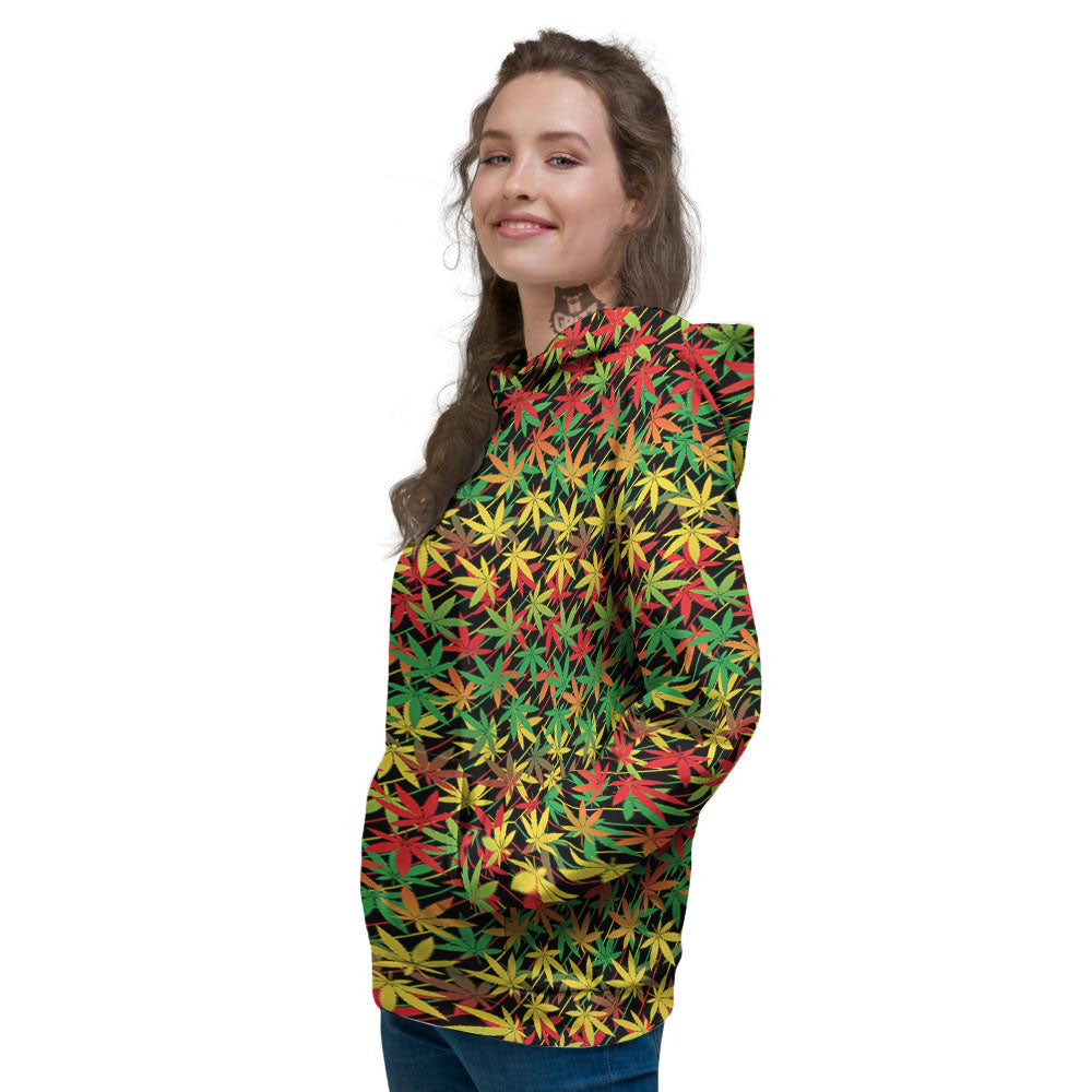Marijuana Rasta Print Pattern Women's Hoodie-grizzshop