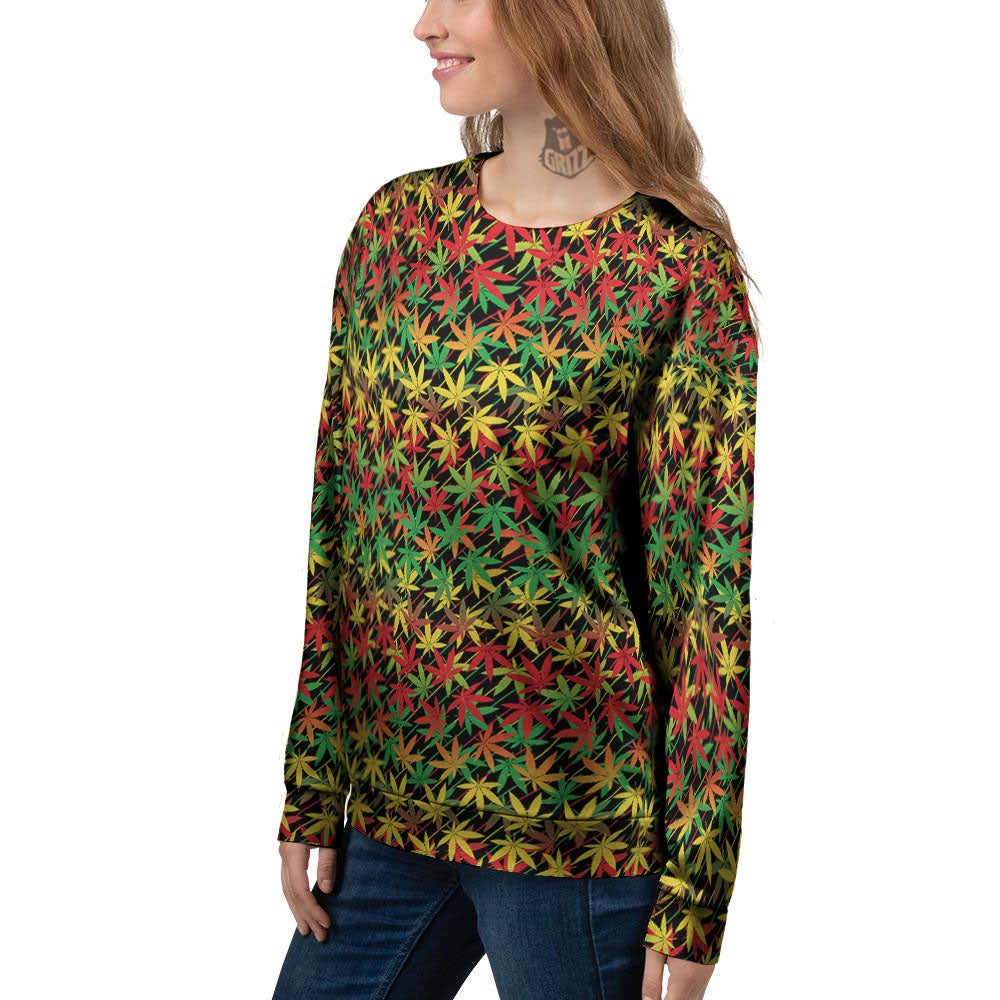 Marijuana Rasta Print Pattern Women's Sweatshirt-grizzshop