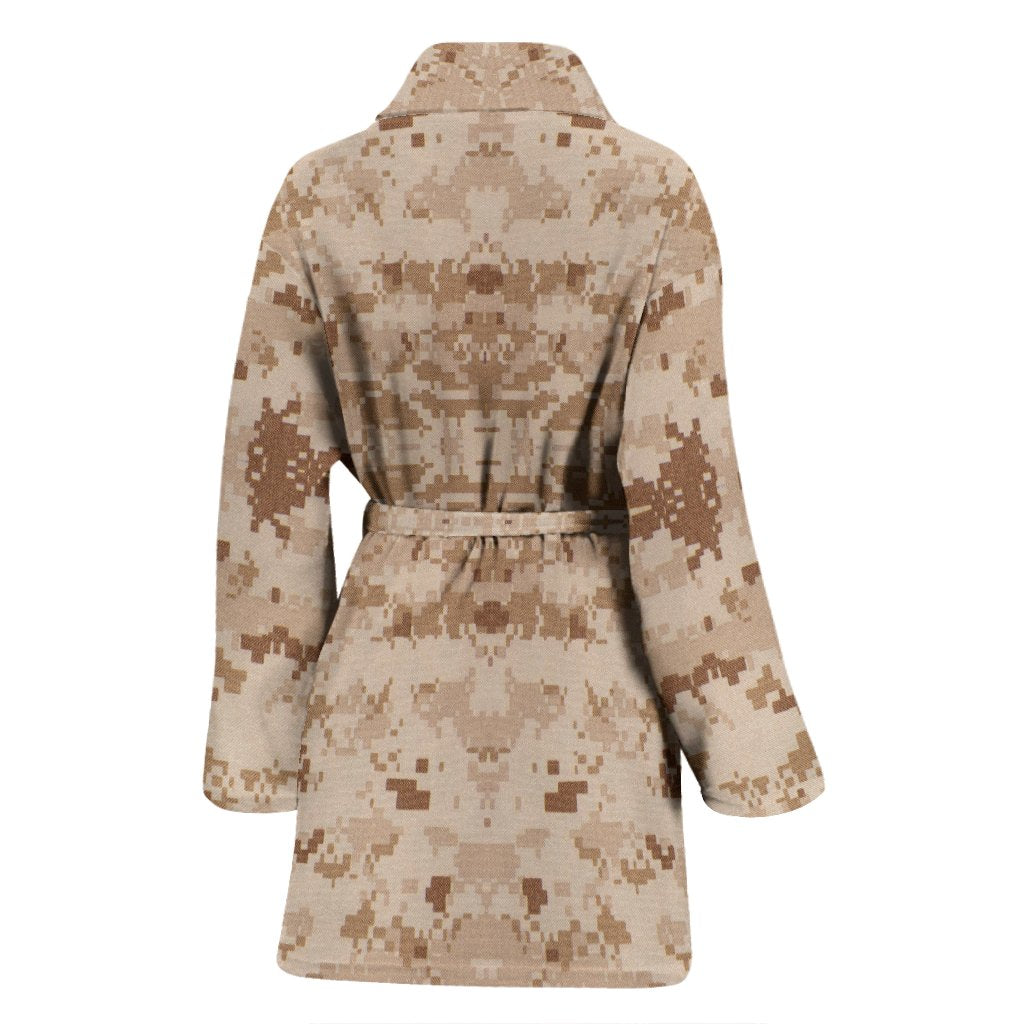 Marine Military Camouflage Camo Pattern Print Women Long Robe-grizzshop