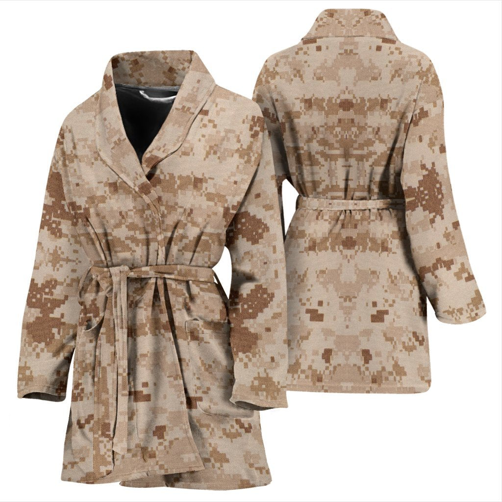 Marine Military Camouflage Camo Pattern Print Women Long Robe-grizzshop