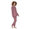 Maroon Checkered Flag Print Women's Pajamas-grizzshop