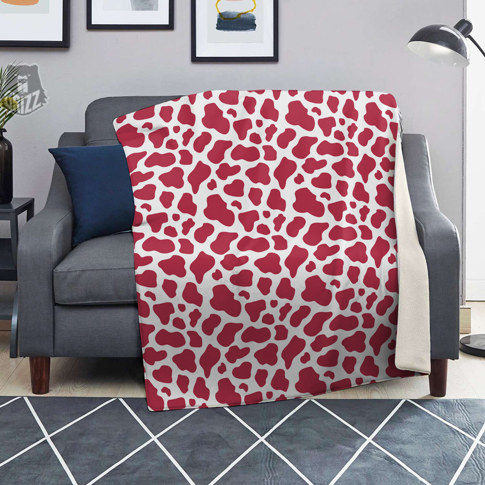 Maroon Cow Print Pattern Blanket-grizzshop