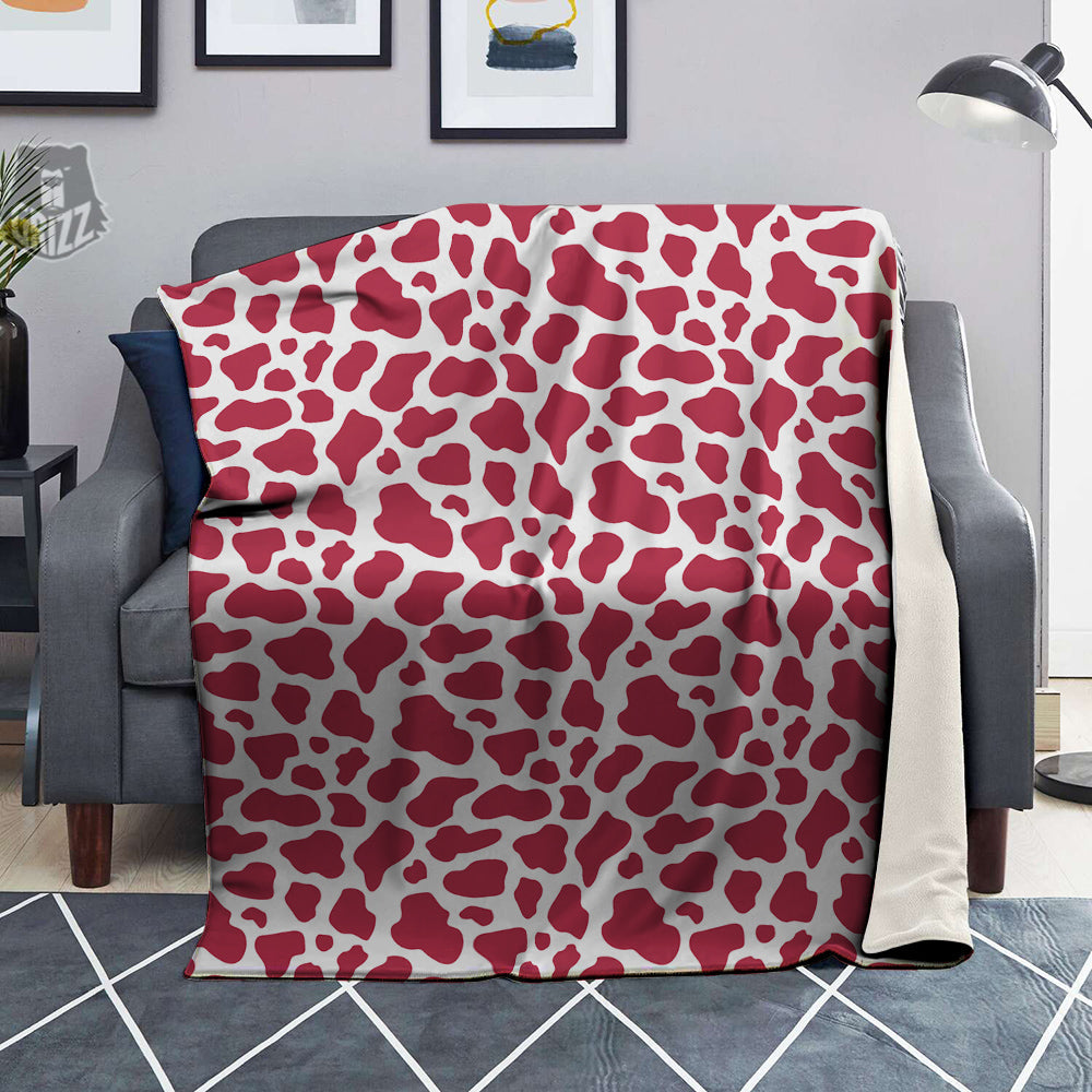 Maroon Cow Print Pattern Blanket-grizzshop