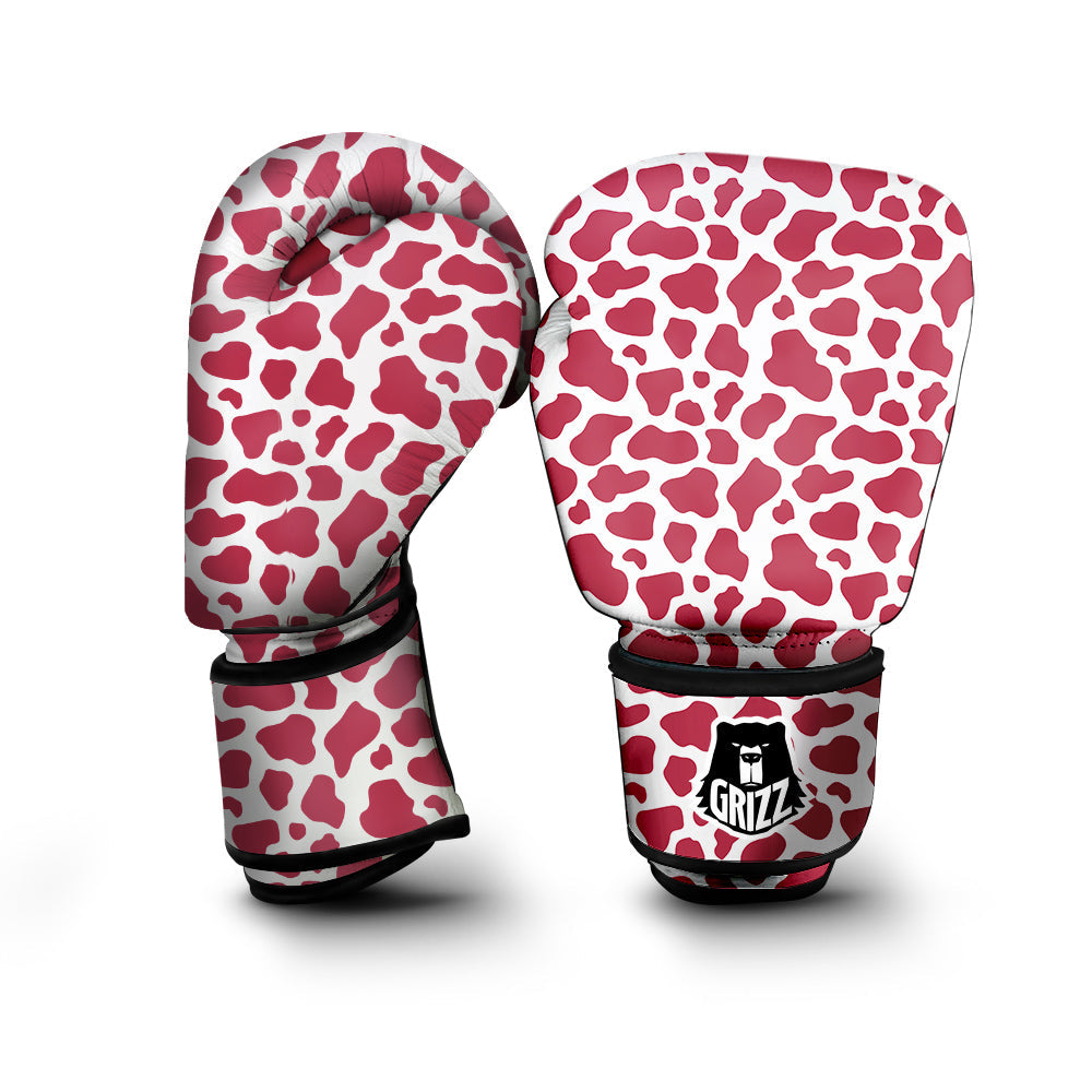 Maroon Cow Print Pattern Boxing Gloves-grizzshop