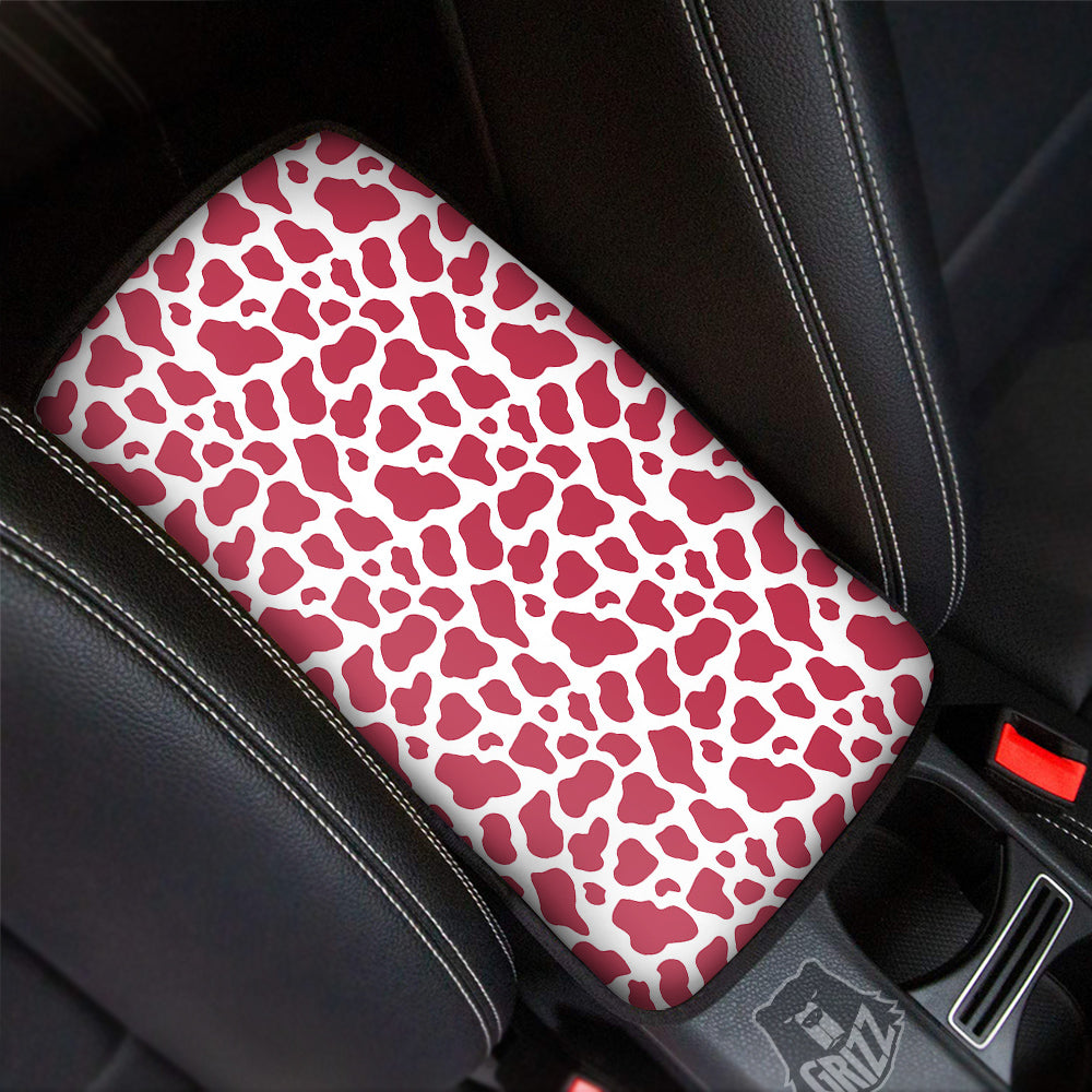 Maroon Cow Print Pattern Car Center Console Cover-grizzshop