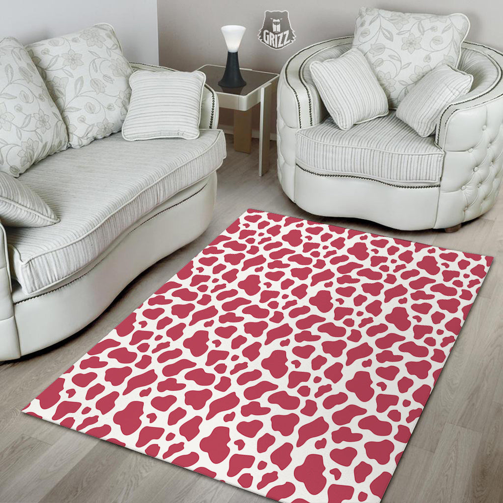 Maroon Cow Print Pattern Floor Mat-grizzshop