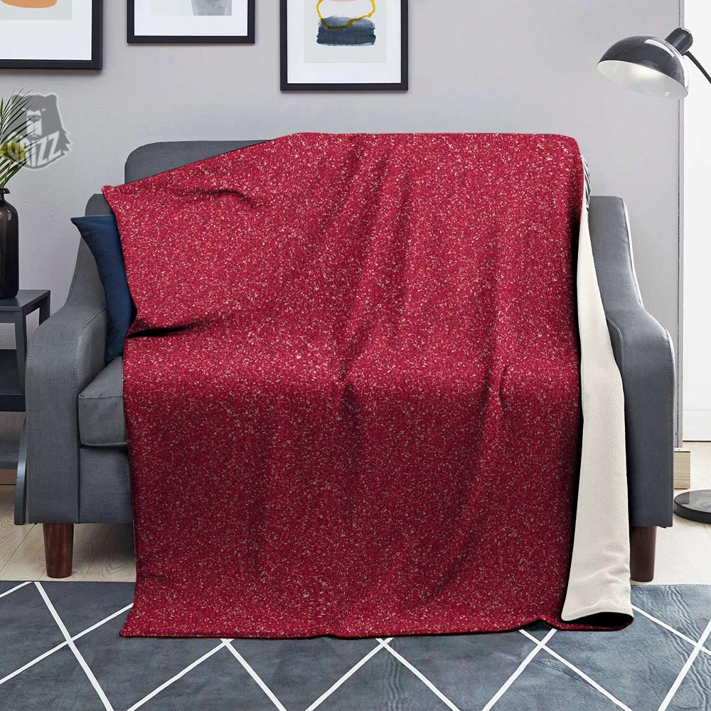 Maroon Glitter Texture Print Blanket-grizzshop