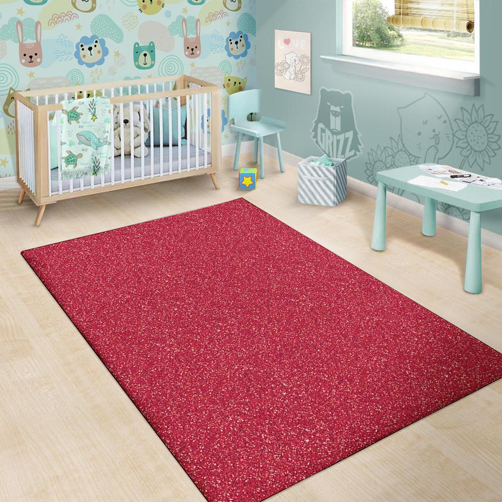 Maroon Glitter Texture Print Floor Mat-grizzshop