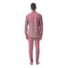 Maroon Houndstooth Print Men's Pajamas-grizzshop