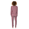 Maroon Houndstooth Print Women's Pajamas-grizzshop