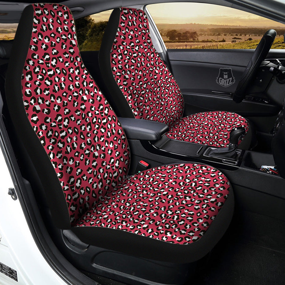 Maroon Leopard Print Pattern Car Seat Covers-grizzshop
