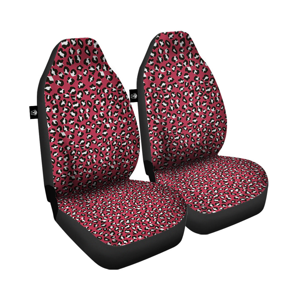 Maroon Leopard Print Pattern Car Seat Covers-grizzshop