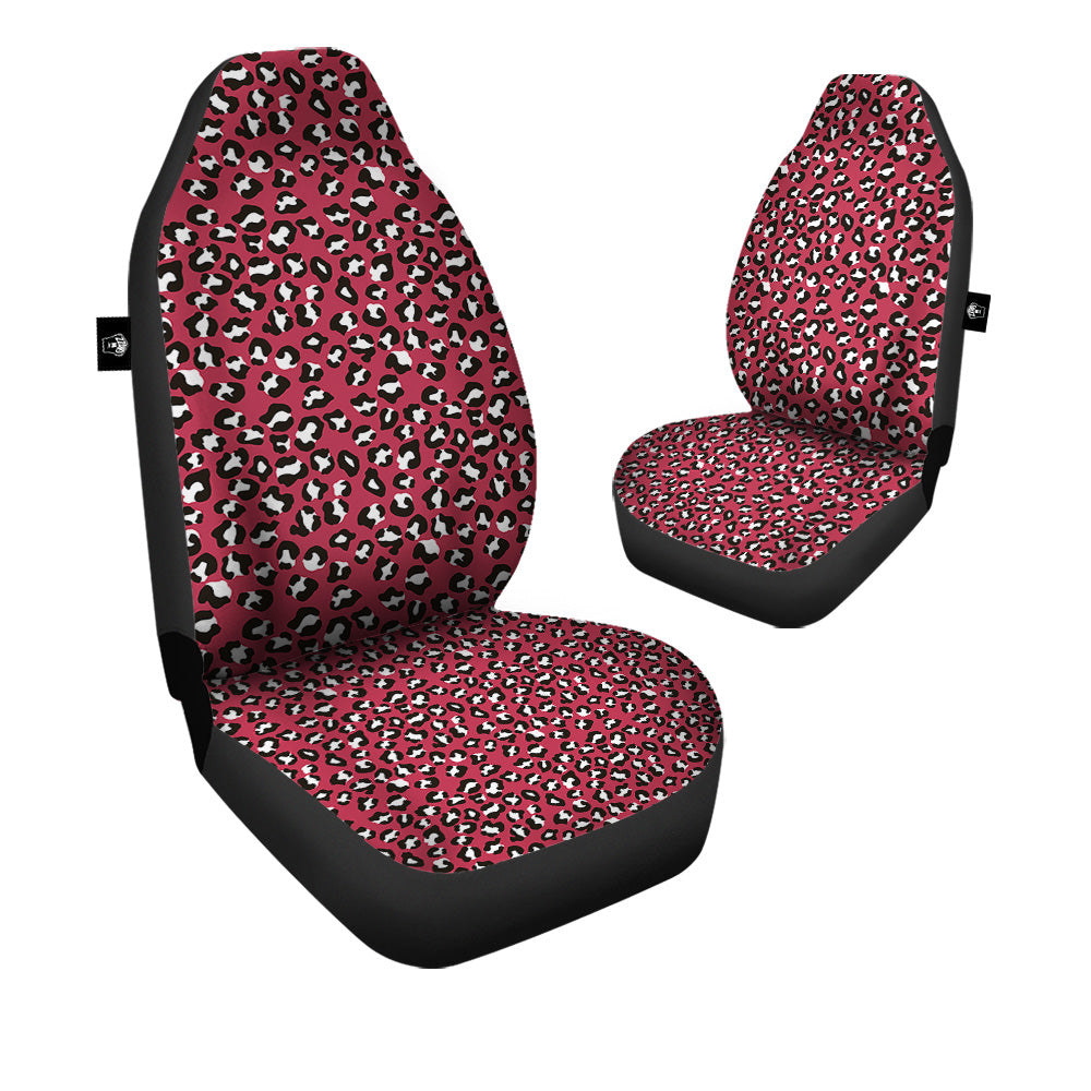 Maroon Leopard Print Pattern Car Seat Covers-grizzshop