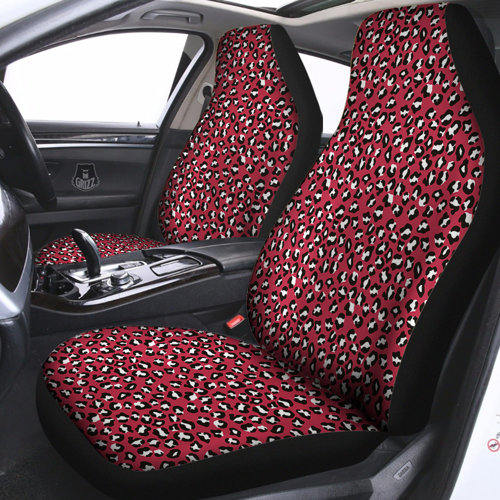 Maroon Leopard Print Pattern Car Seat Covers-grizzshop