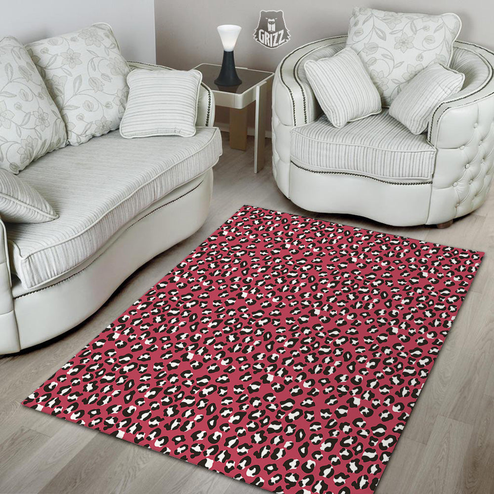 Maroon Leopard Print Pattern Floor Mat-grizzshop